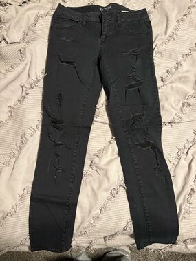 Distressed Black Skinny Jeans from pac sun